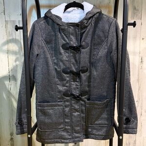 Gray Toggle Coat with Hood